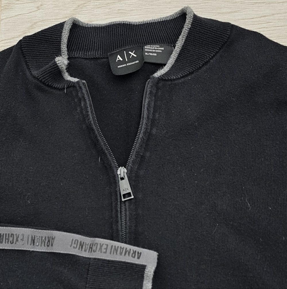 Armani Exchange (A|X) Men's Full-Zip Knit Cardigan / Bomber Jacket - Black XL